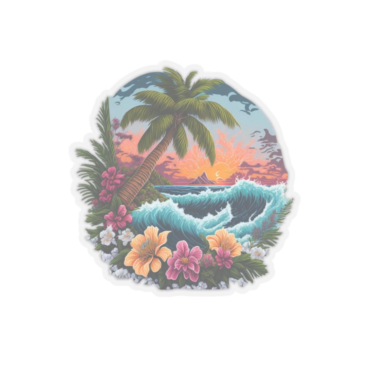 Kiss-Cut Stickers, color full cure Caribbean island stickers, aesthetic stickers