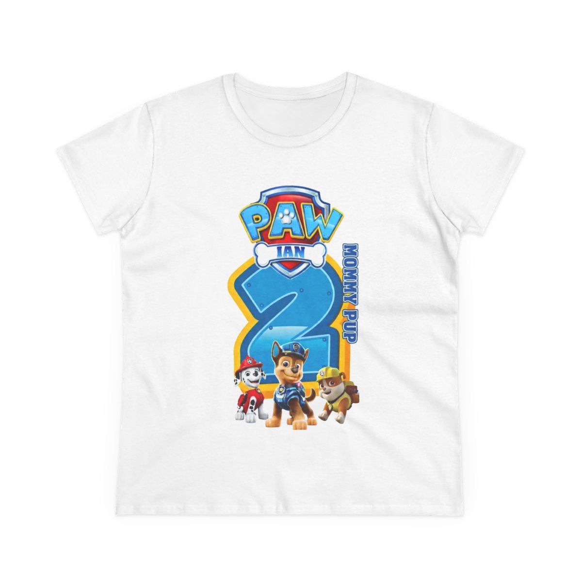 Mom Paw Patrol 2nd Birthday Tee — Kids' Chase, Marshall & Rubble Party Shirt