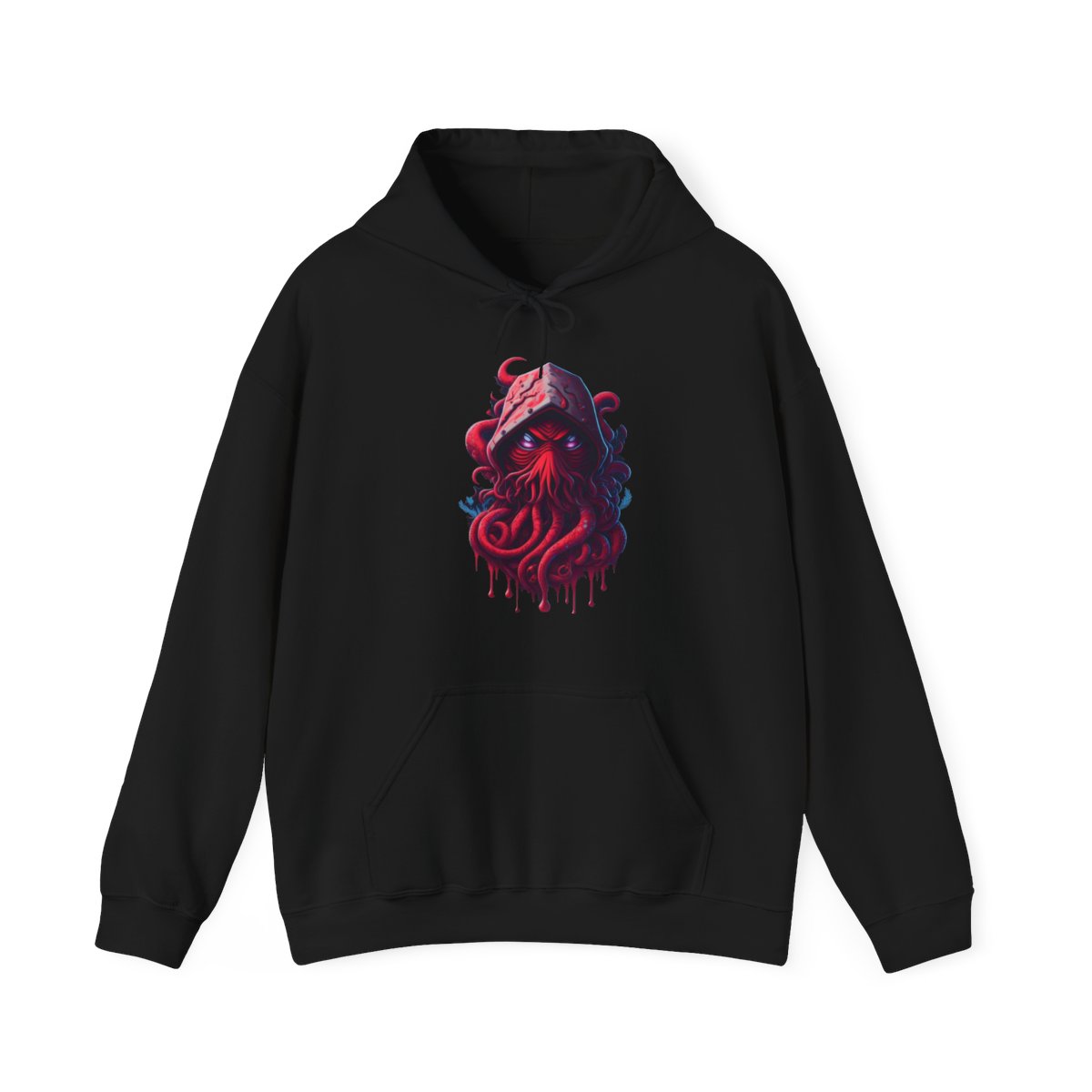 Unisex Heavy Blend Hooded Sweatshirt, Hooded Red Calamar, dark hoodie