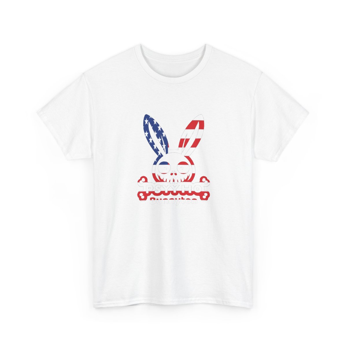 Unisex Heavy Cotton Tee PSHYYHO BUNNYTON US Flag Design