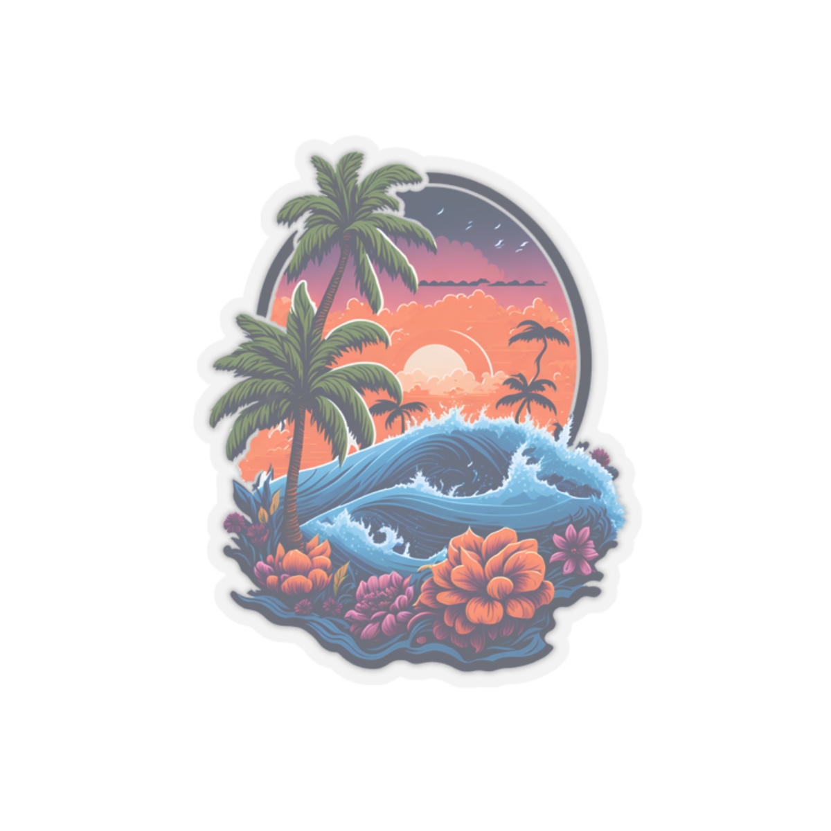 Kiss-Cut Stickers, beautiful colorful island stickers, aesthetic stickers