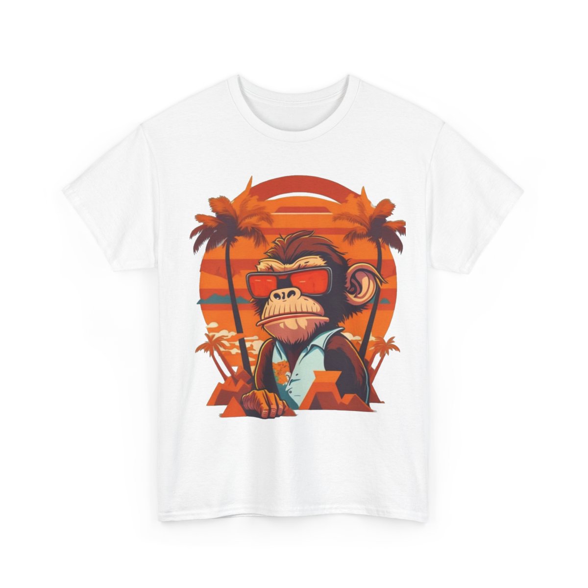 Unisex Heavy Cotton Tee, Monkey T-shirt Hawaiian monkey T-shirt, vintage t-shirt