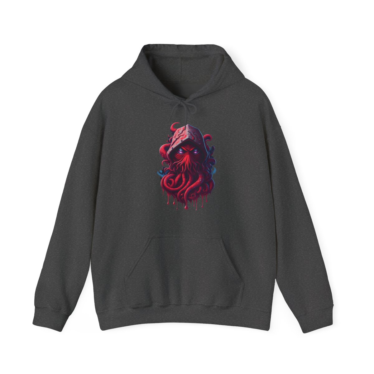 Unisex Heavy Blend Hooded Sweatshirt, Hooded Red Calamar, dark hoodie