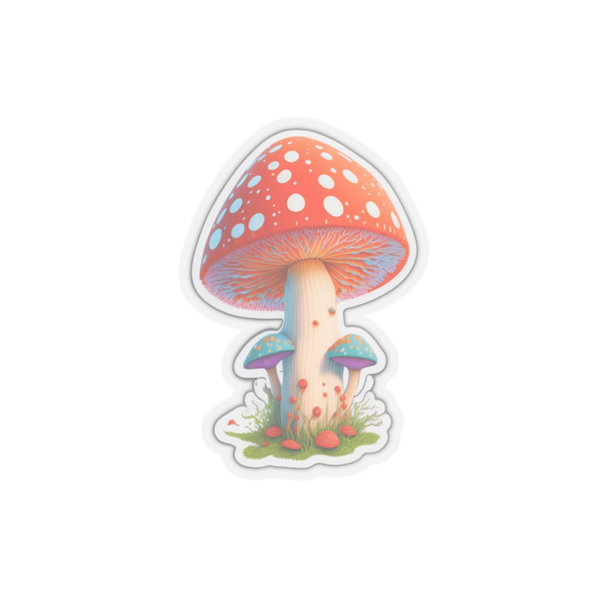 Kiss-Cut Stickers, colorful mushroom stickers, aesthetic stickers, trendy