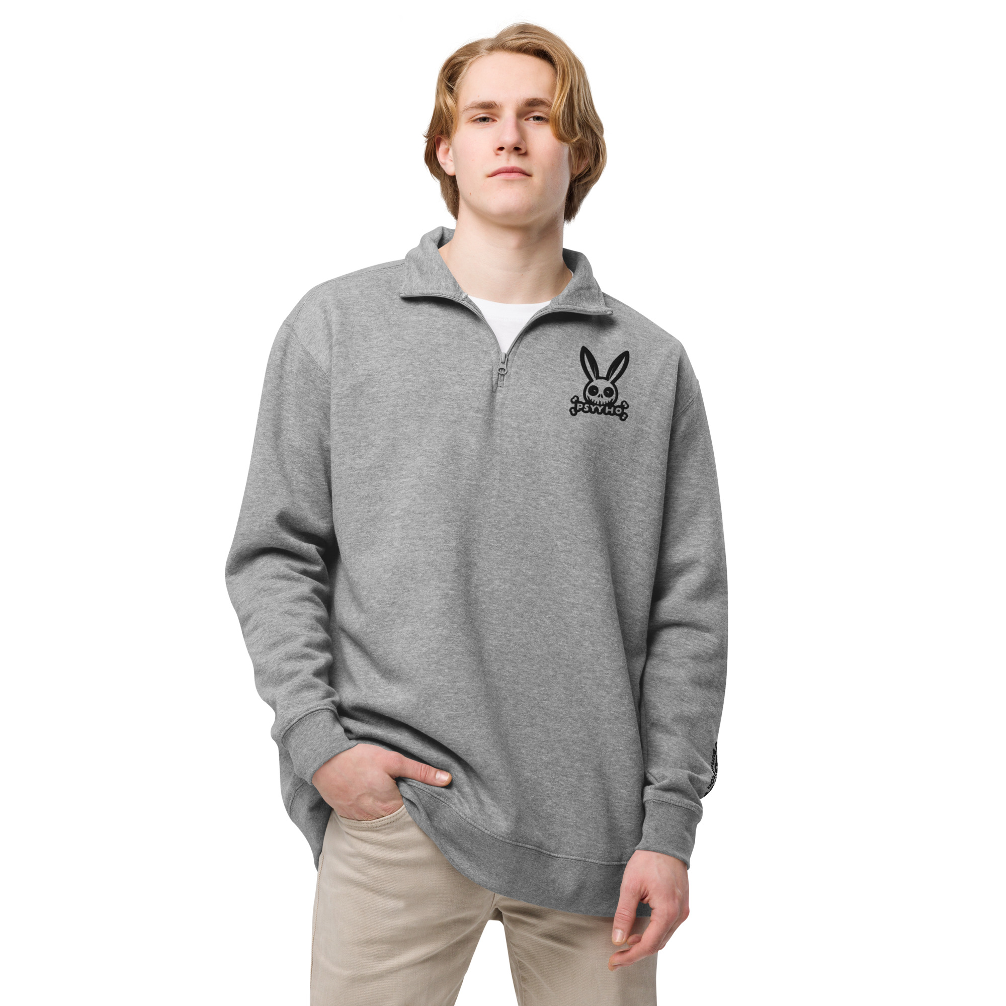 Unisex fleece pullover PSYYHO BUNNYTON Embroidered Black Logo