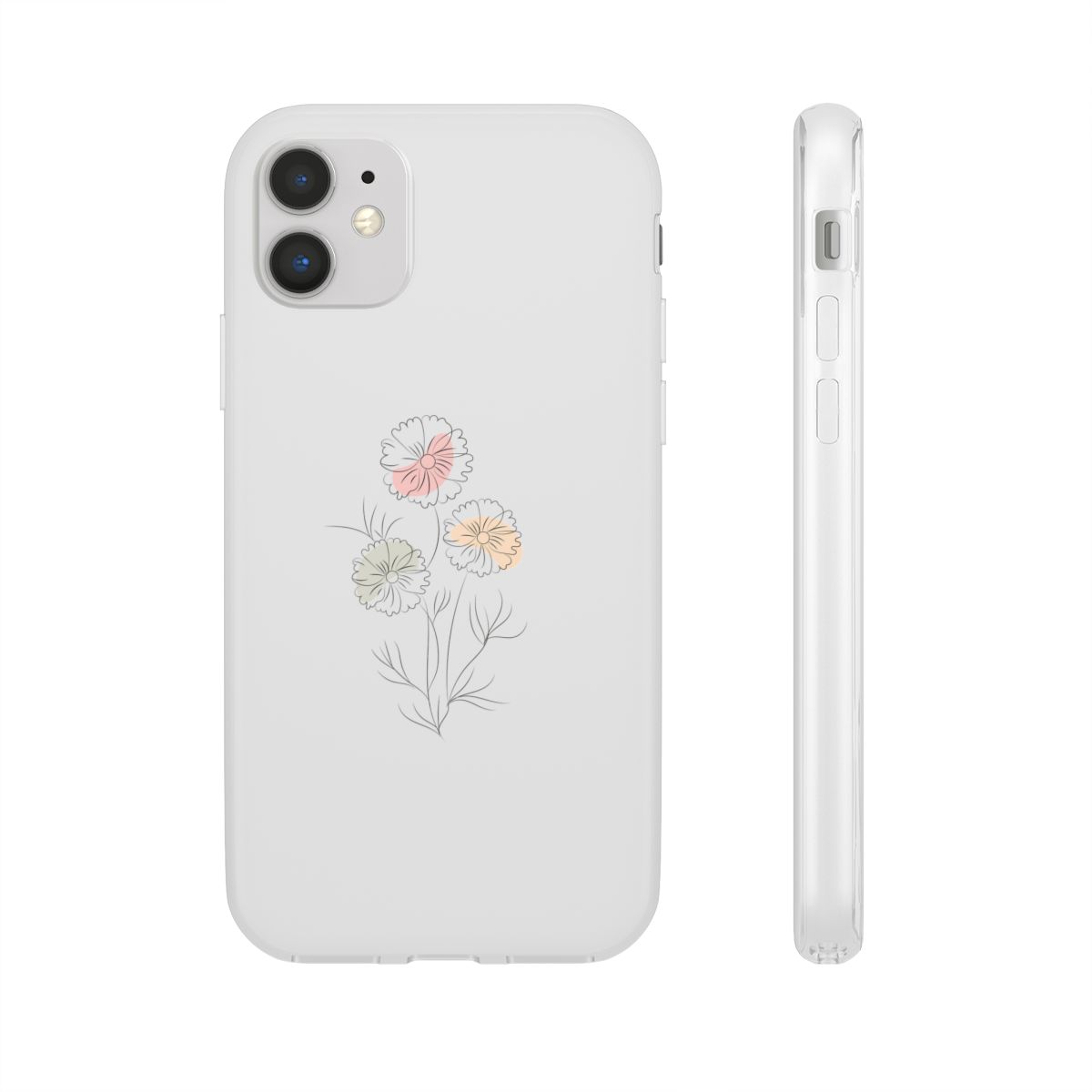 Flower Line Art Case Flexi Aesthetic Minimalist Cover for iPhone and Samsung