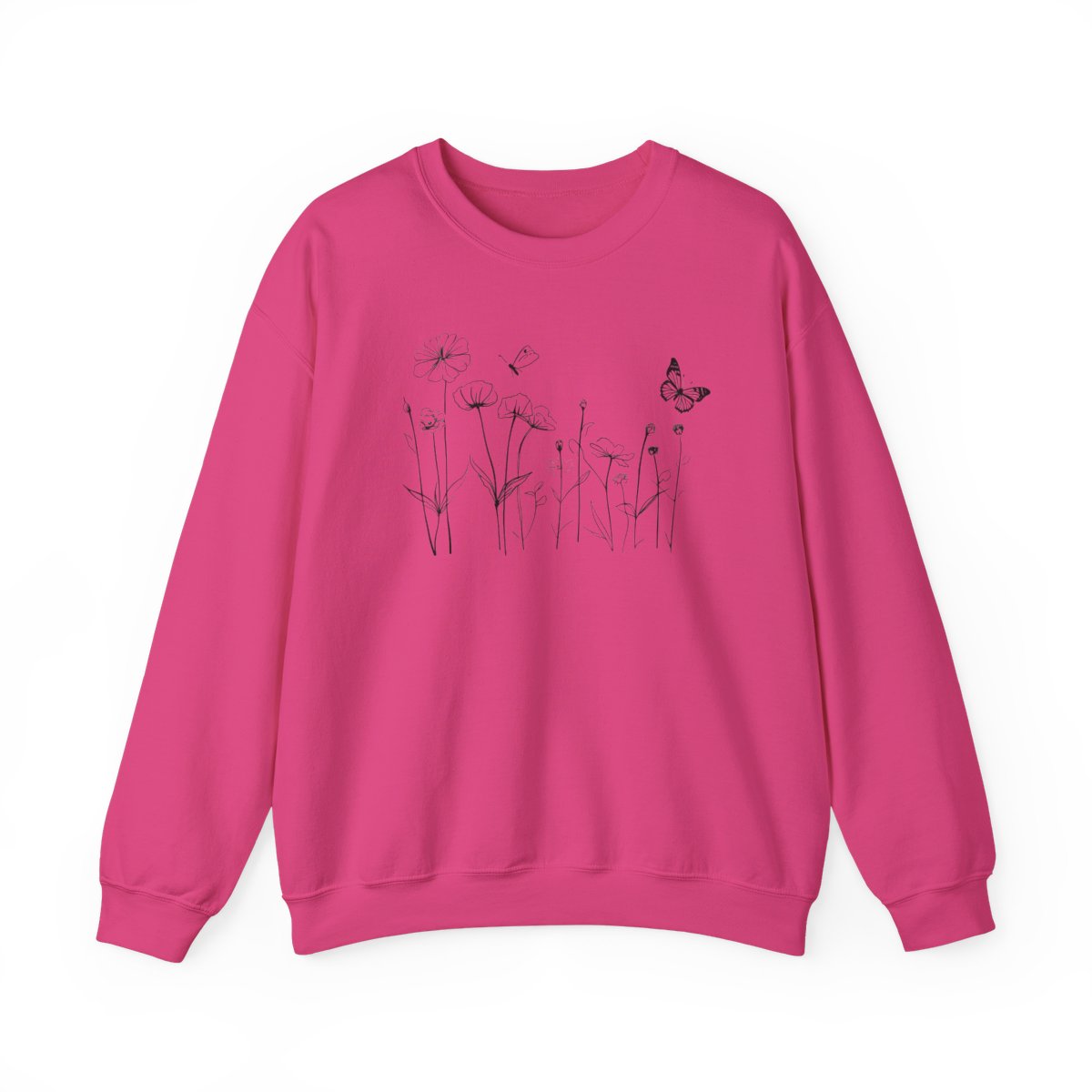 Crewneck Floral Sweatshirt, Flower Hoodie, Minimalistic Flower Crewneck