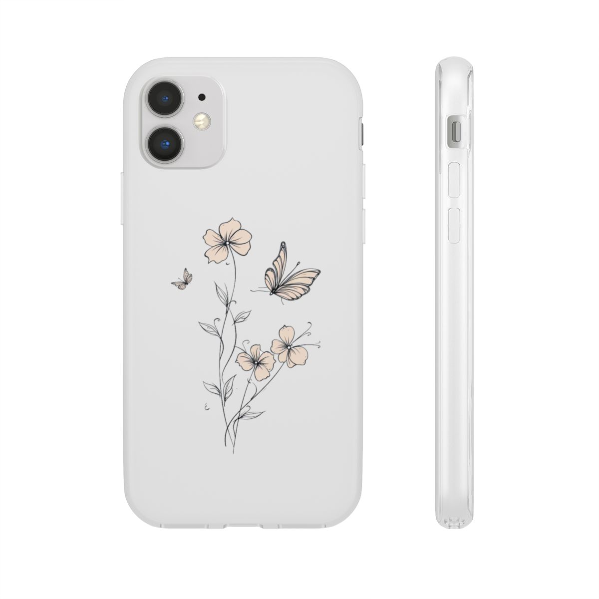 Floral Line Art Phone Case Flexi Aesthetic Cover for iPhone and Samsung