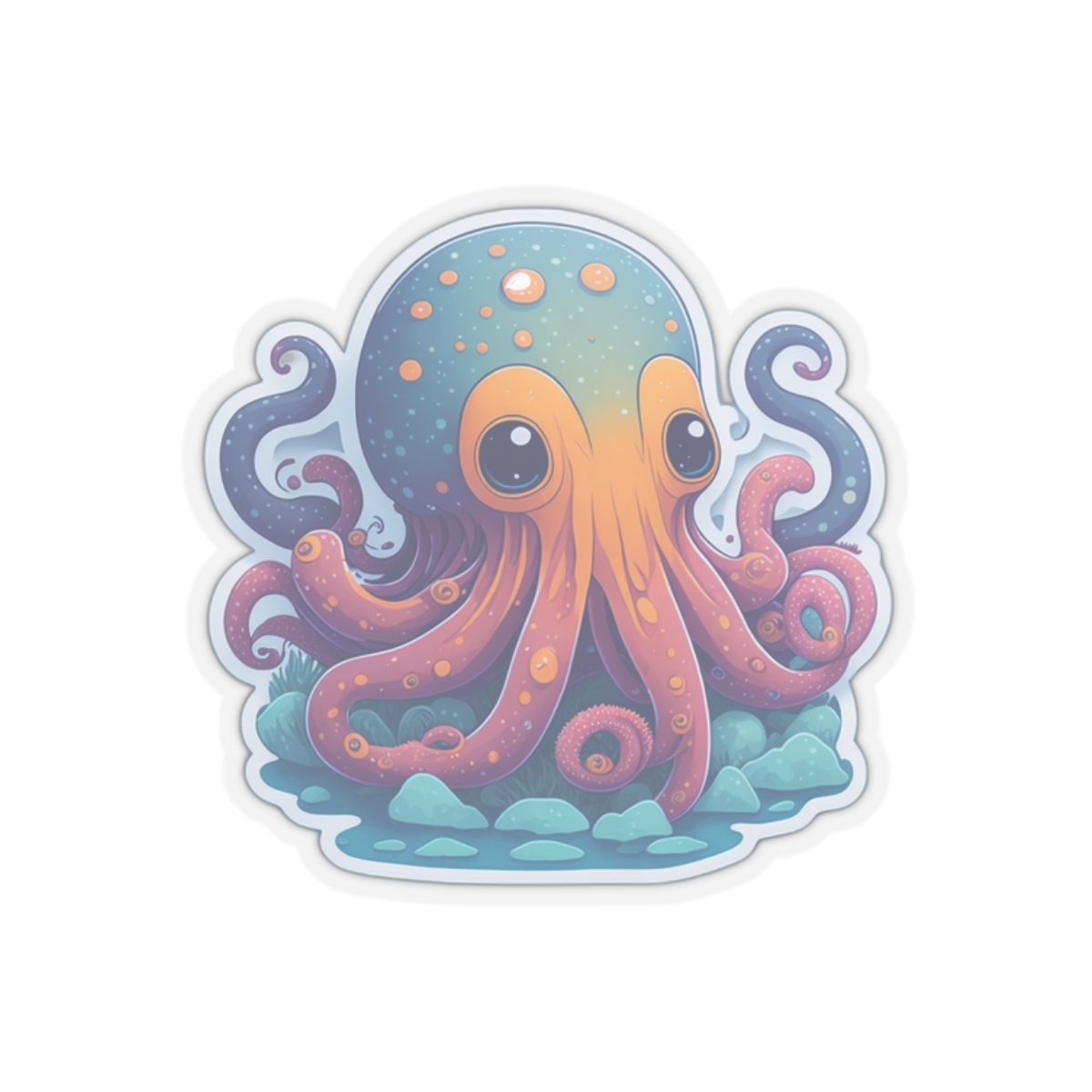 Kiss-Cut Stickers, octopus multicolor stickers, colorful stickers