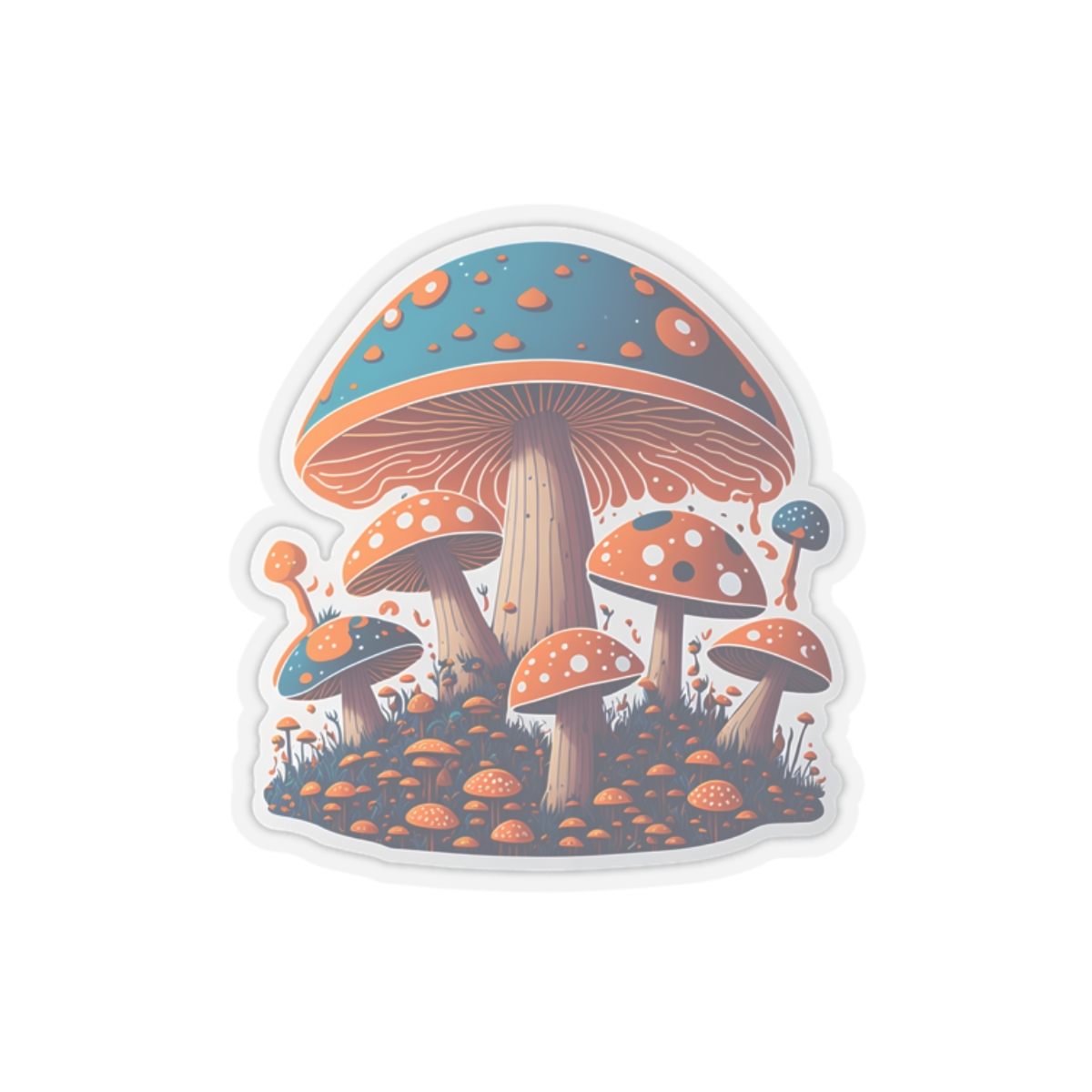 Kiss-Cut Stickers, colorful mushrooms stickers, aesthetic stickers, trendy