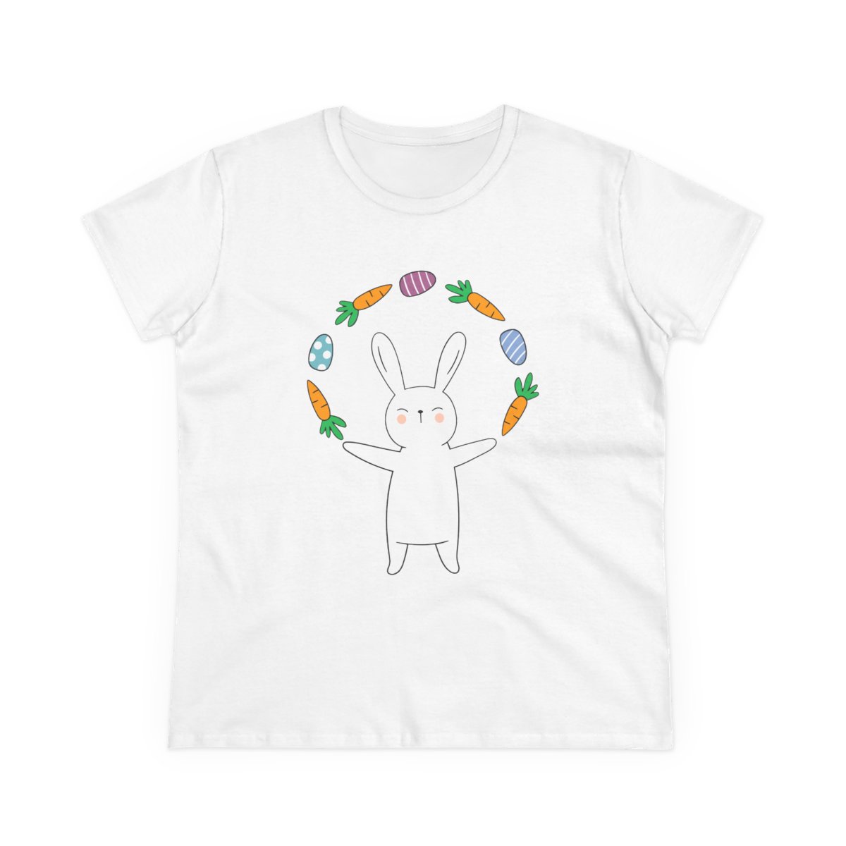 Juggler rabbit Tee, Women's Midweight Cotton Tee, Vegetables Tee, Rabbit Tee