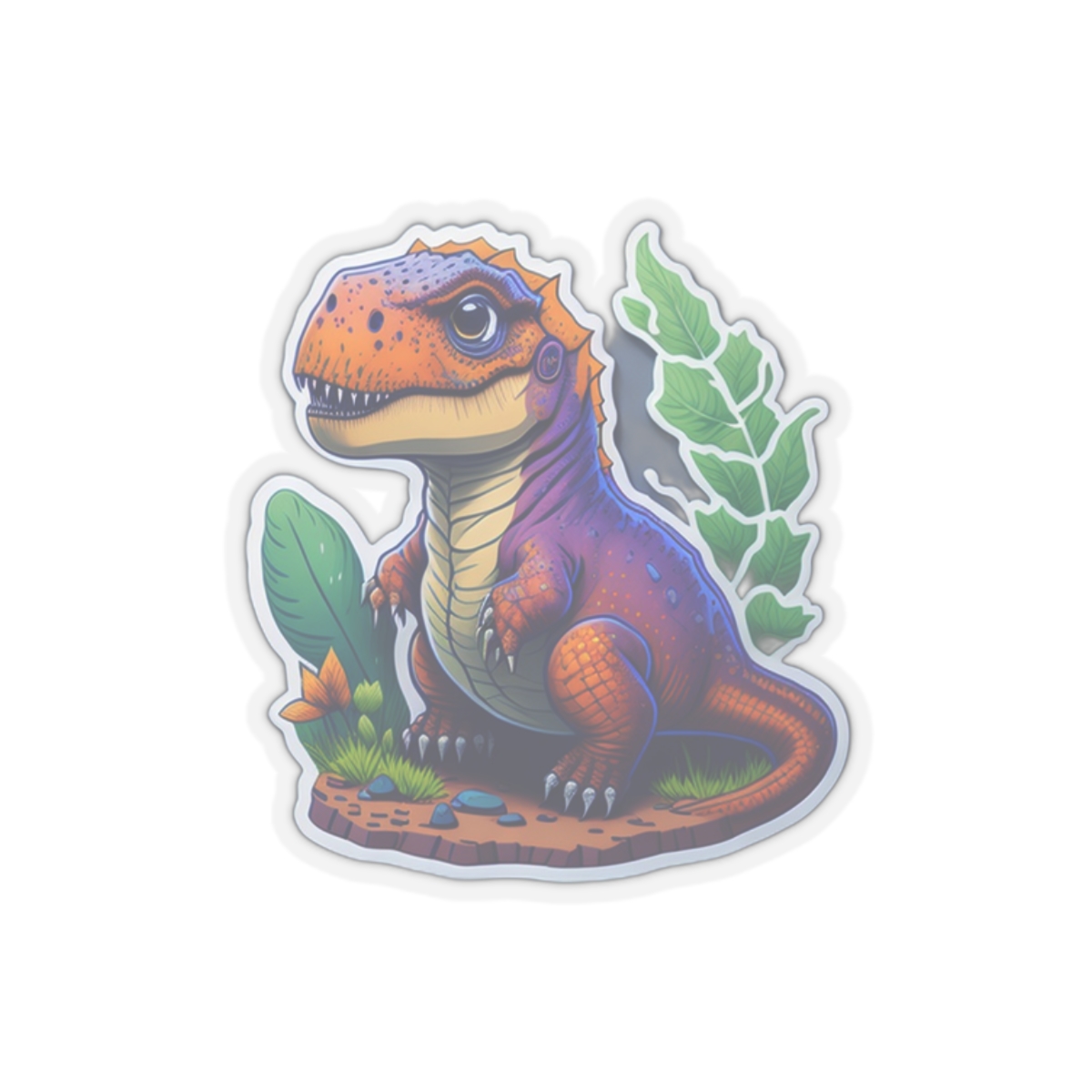 Kiss-Cut Stickers, multicolor tyrannosaurus rex stickers, aesthetic stickers