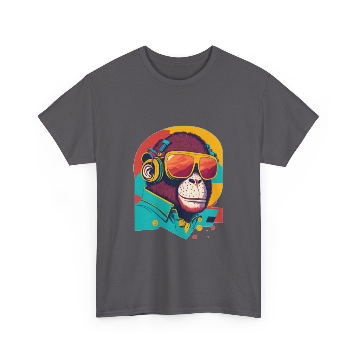 Unisex Heavy Cotton Tee, Aviator Monkey T-shirt, summer colors t-shirt