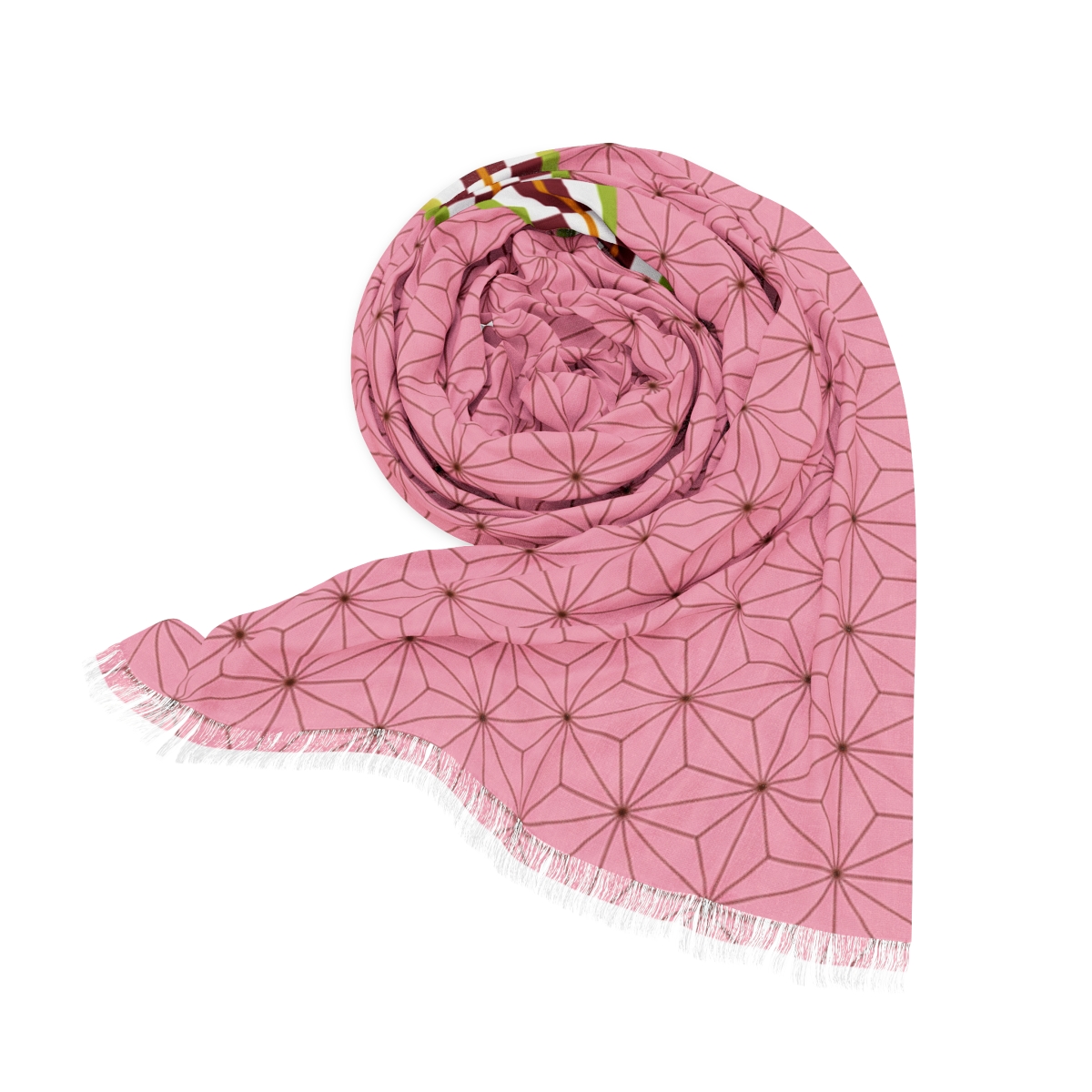 Lightweight Anime Scarf Vibrant Japanese-Inspired Design Soft, Semi-Translucent, Perfect for Conventions & Everyday Nezuko Kamado Style