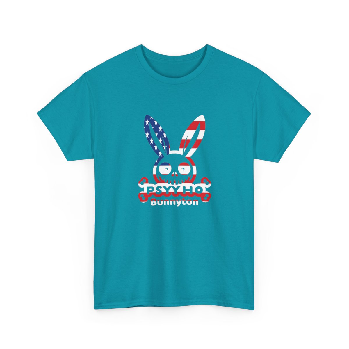 Unisex Heavy Cotton Tee PSHYYHO BUNNYTON US Flag Design