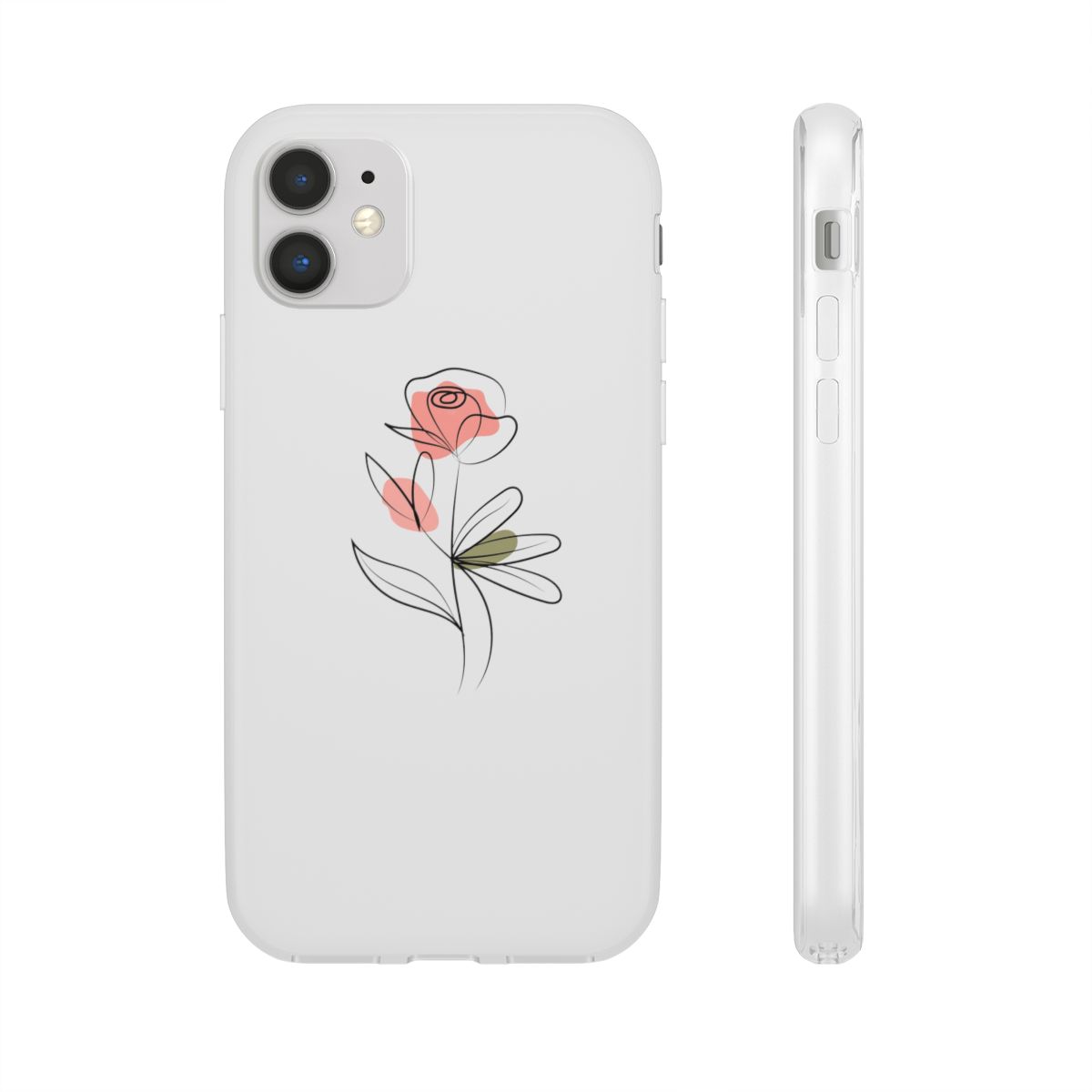 Flower Line Art Case Flexi Aesthetic Minimalist Cover for iPhone and Samsung
