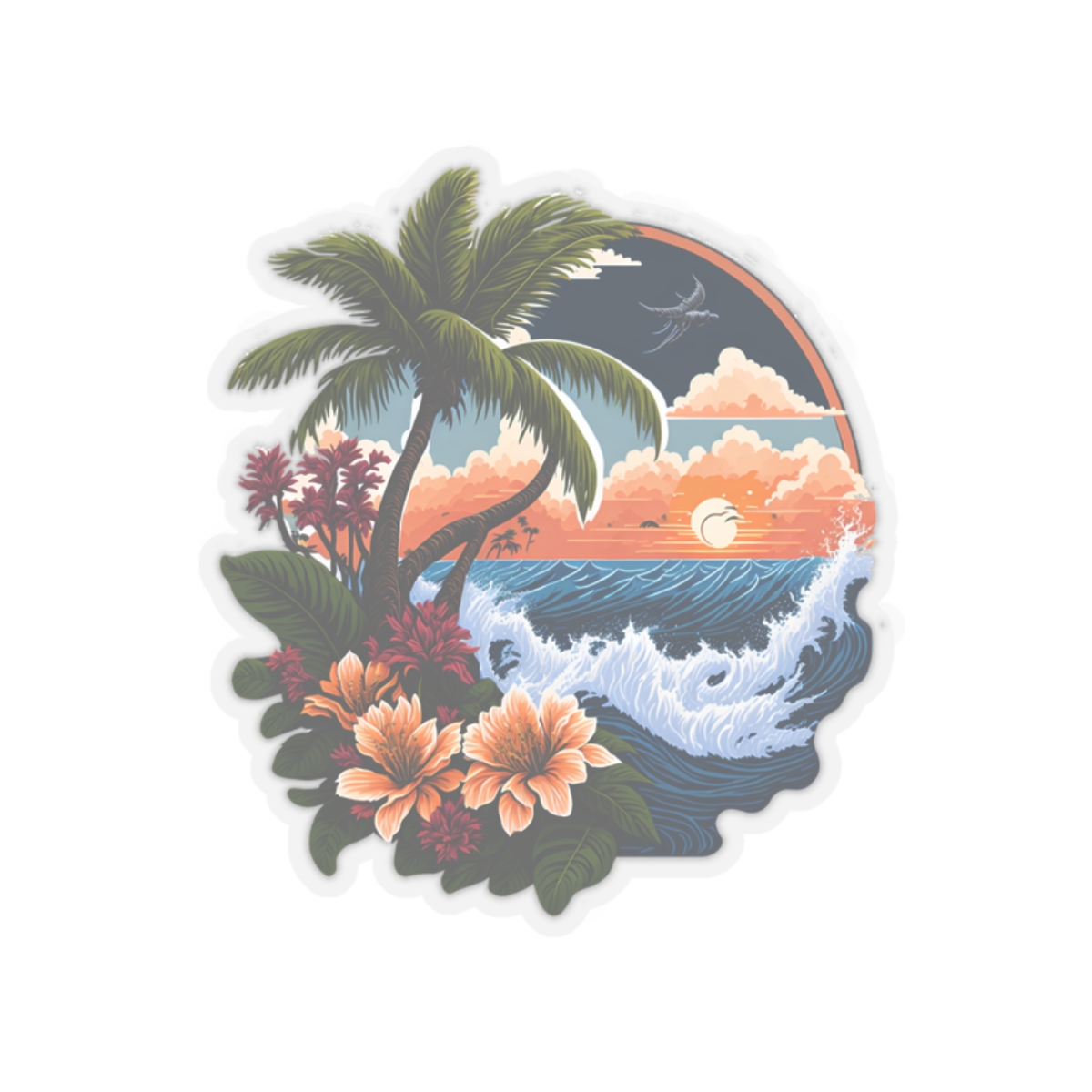 Kiss-Cut Stickers, beautiful colorful island stickers, aesthetic stickers