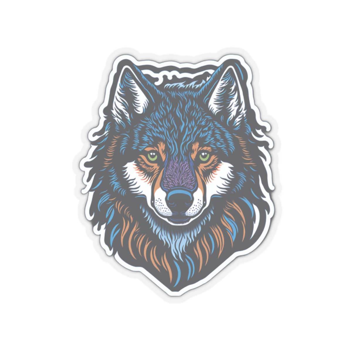 Kiss-Cut Stickers, colorful wolf stickers, aesthetic stickers, trendy stickers
