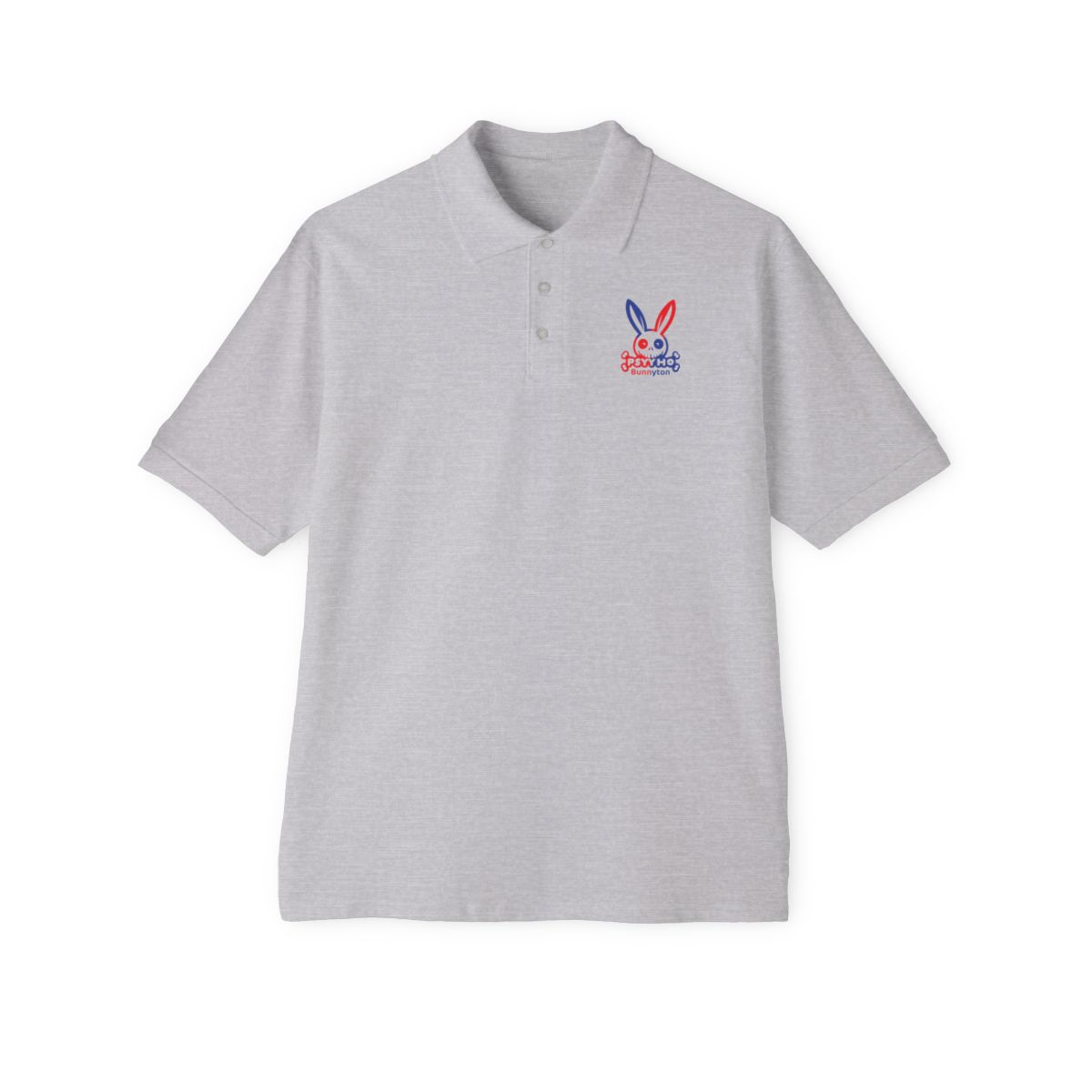 Men's Piqué Polo PSYYHO BUNNYTON Dominican Flag Colors in Logo
