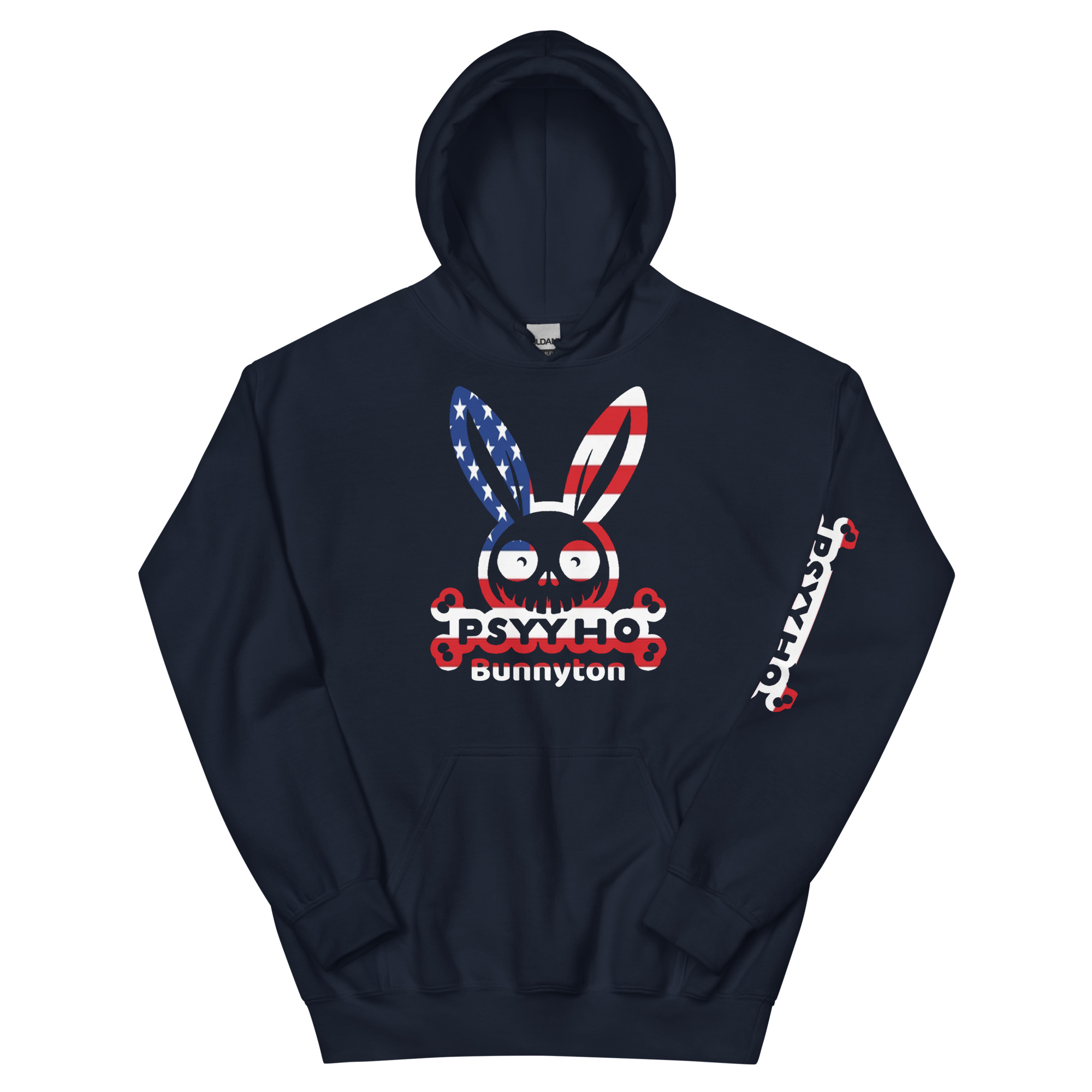 JL Unisex Heavy Blend Hoodie Psyyho Bunnyton US Flag