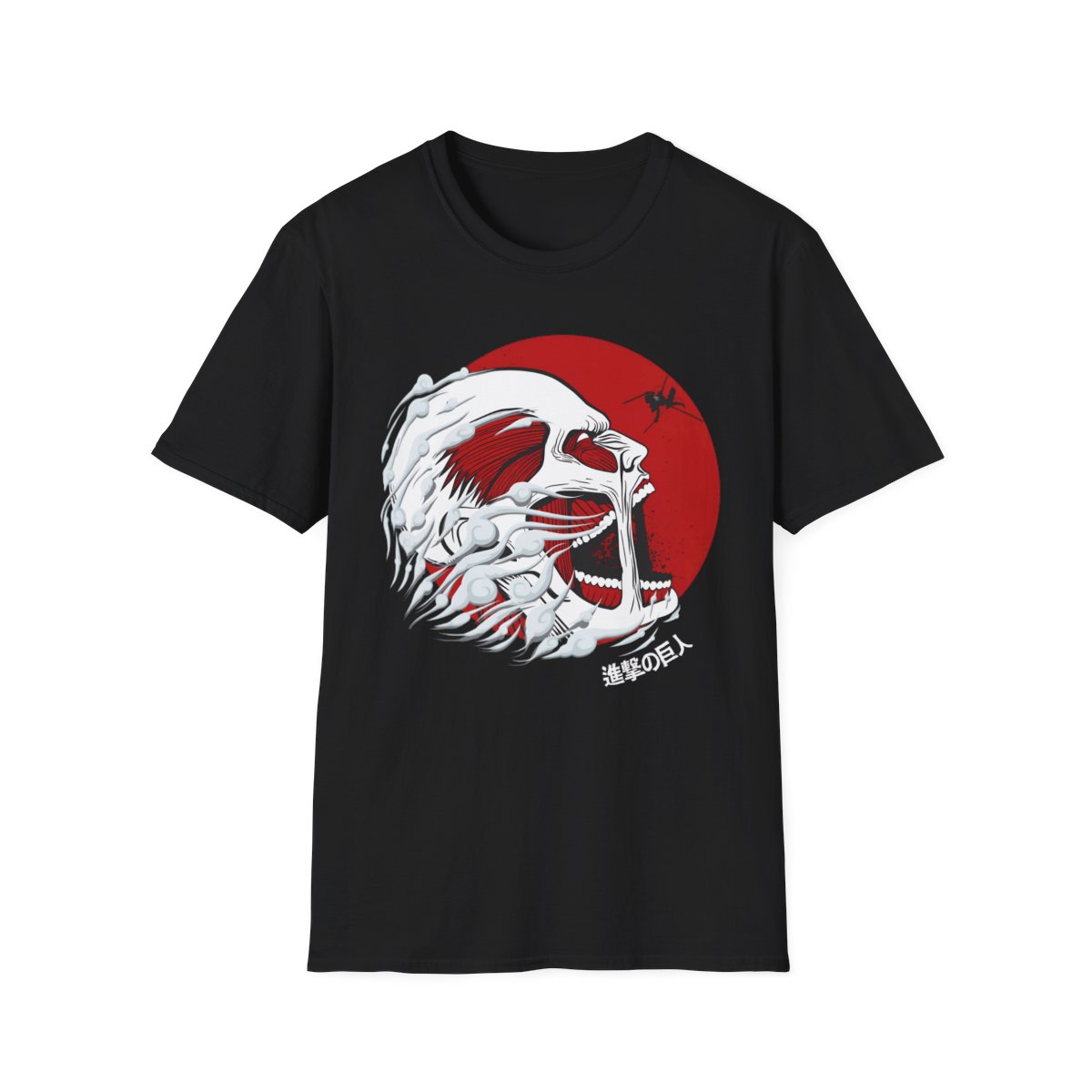 Unisex JL Anime T-Shirt Softstyle Front and Back Design - Colossal Titan vs Levi