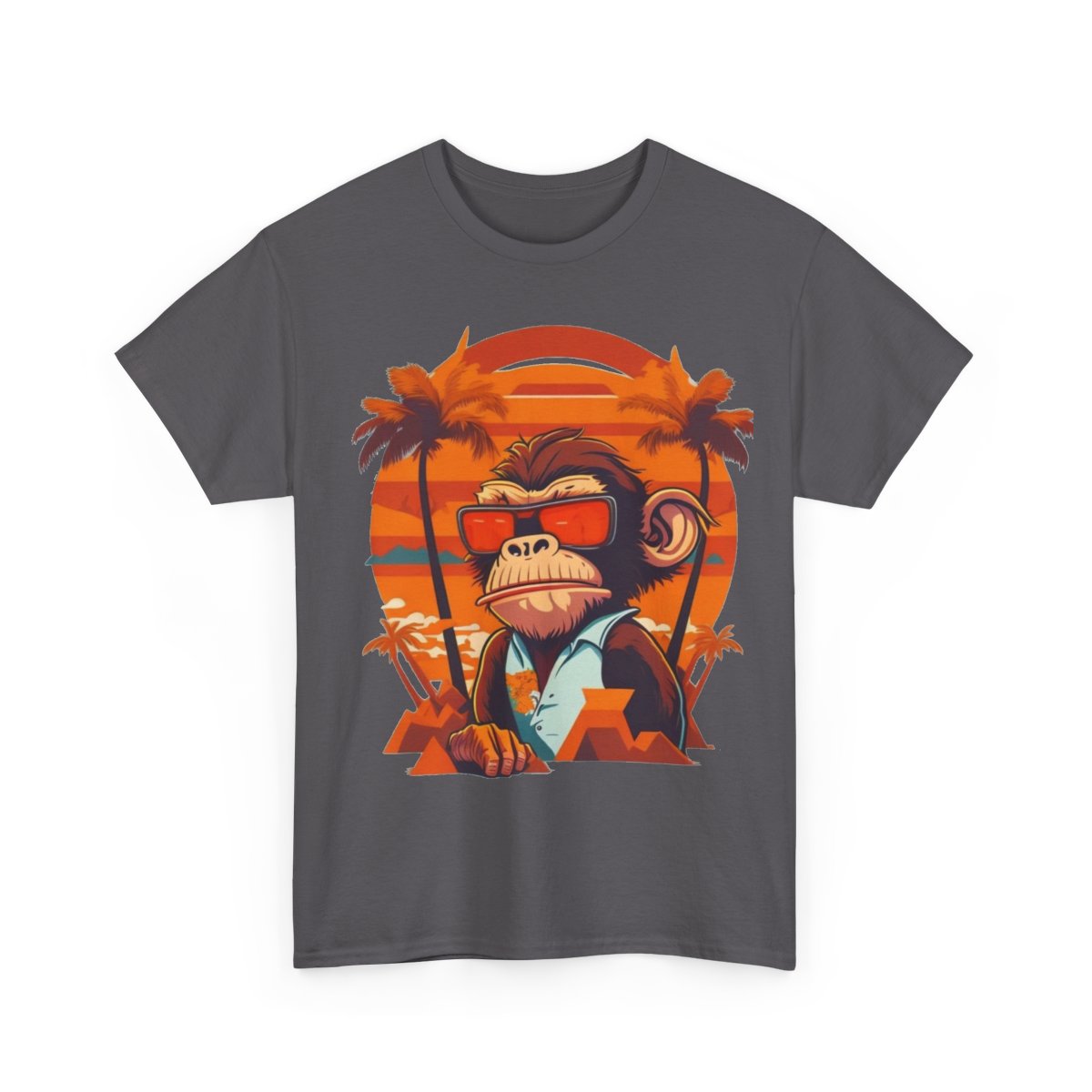 Unisex Heavy Cotton Tee, Monkey T-shirt Hawaiian monkey T-shirt, vintage t-shirt