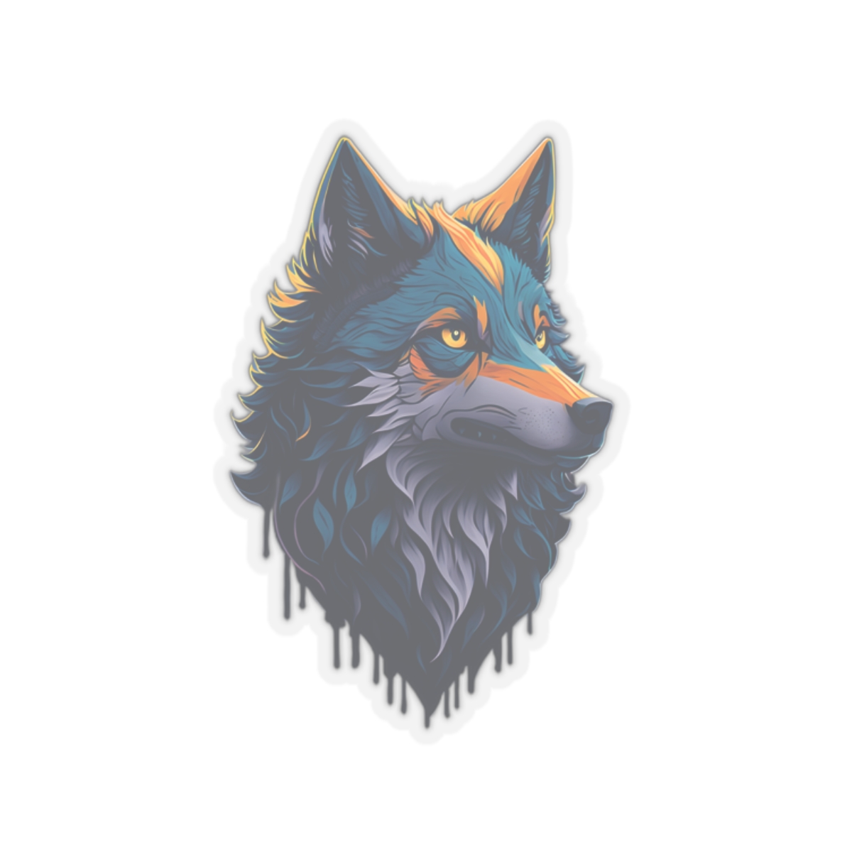 Kiss-Cut Stickers, Colorful wolf stickers, aesthetic stickers, trendy stickers