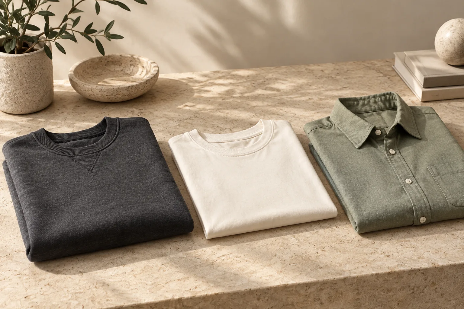 Everyday clothing in neutral tones
