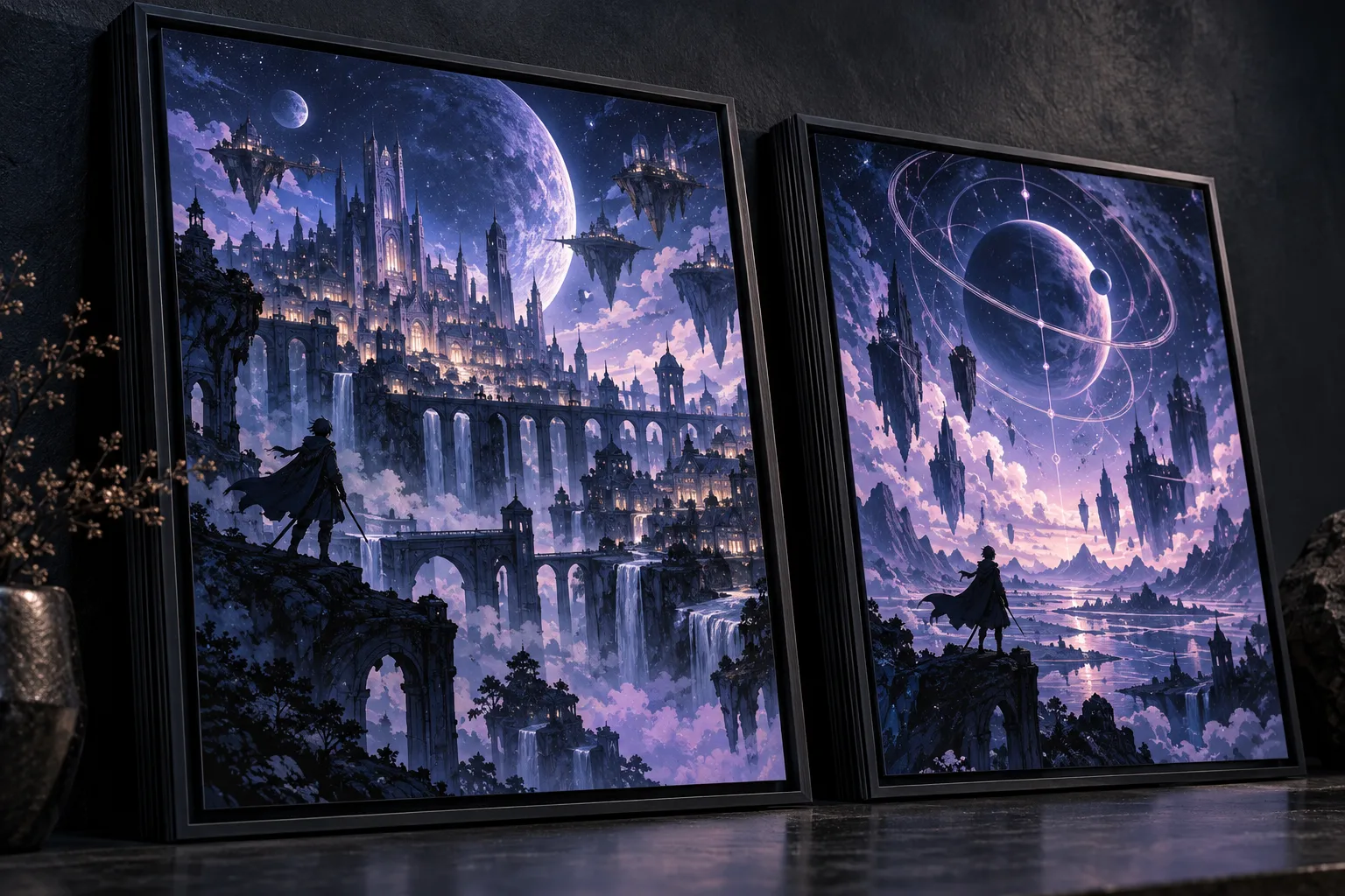 Illustrated posters with dimensional presentation